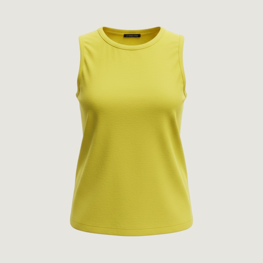 Lands' End Tank Top S Yellow Sleeveless Crew Neck Basic Casual Summer Z947